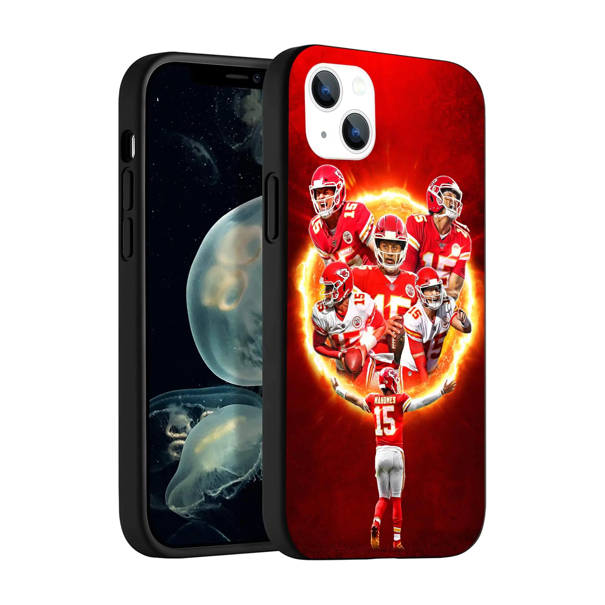 FENYIKEKE Compatible with iPhone 15 Case Shockproof Silky-Soft Touch Protective Case Cover Case (Kansas-City-Mahomes-7)