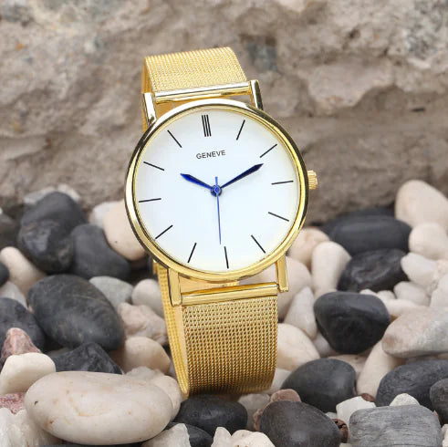 Geneva Diamond-Accent Watch with Celestial Dial & Mesh Band