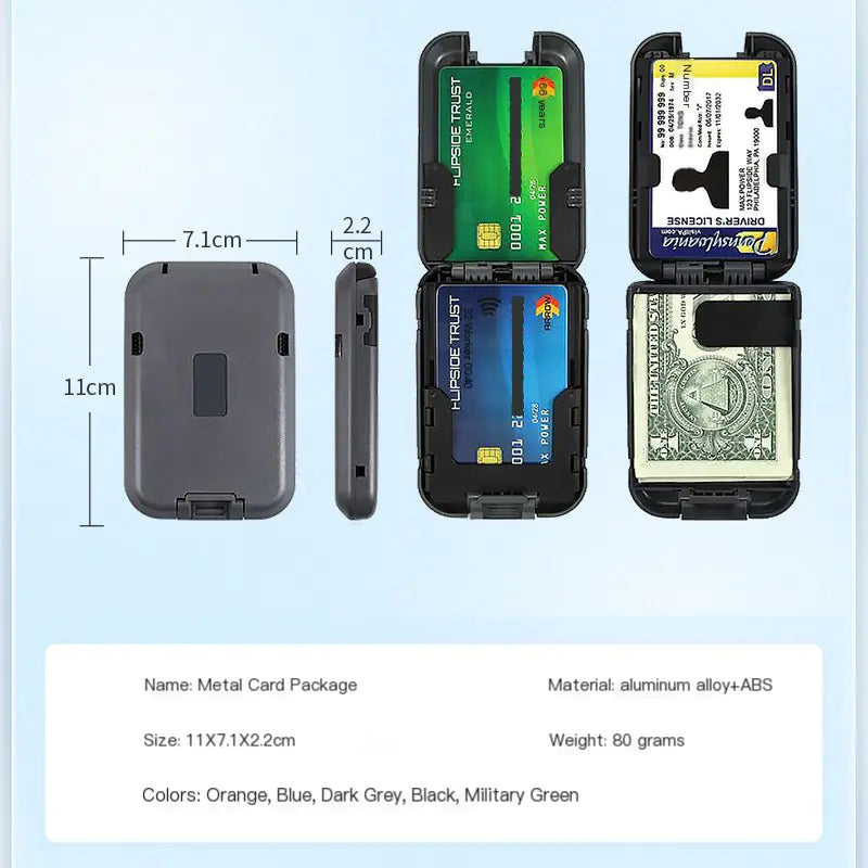 RFID Safe Lock Money Clip Multi-Functional Card Holder