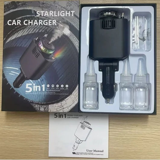 Multifunctional Car Phone Charger Black Purple lamp