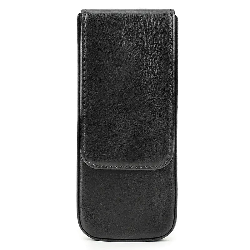 Aptus Praxis Handmade Leather 3-Pen Display Case with Magnetic Drawer