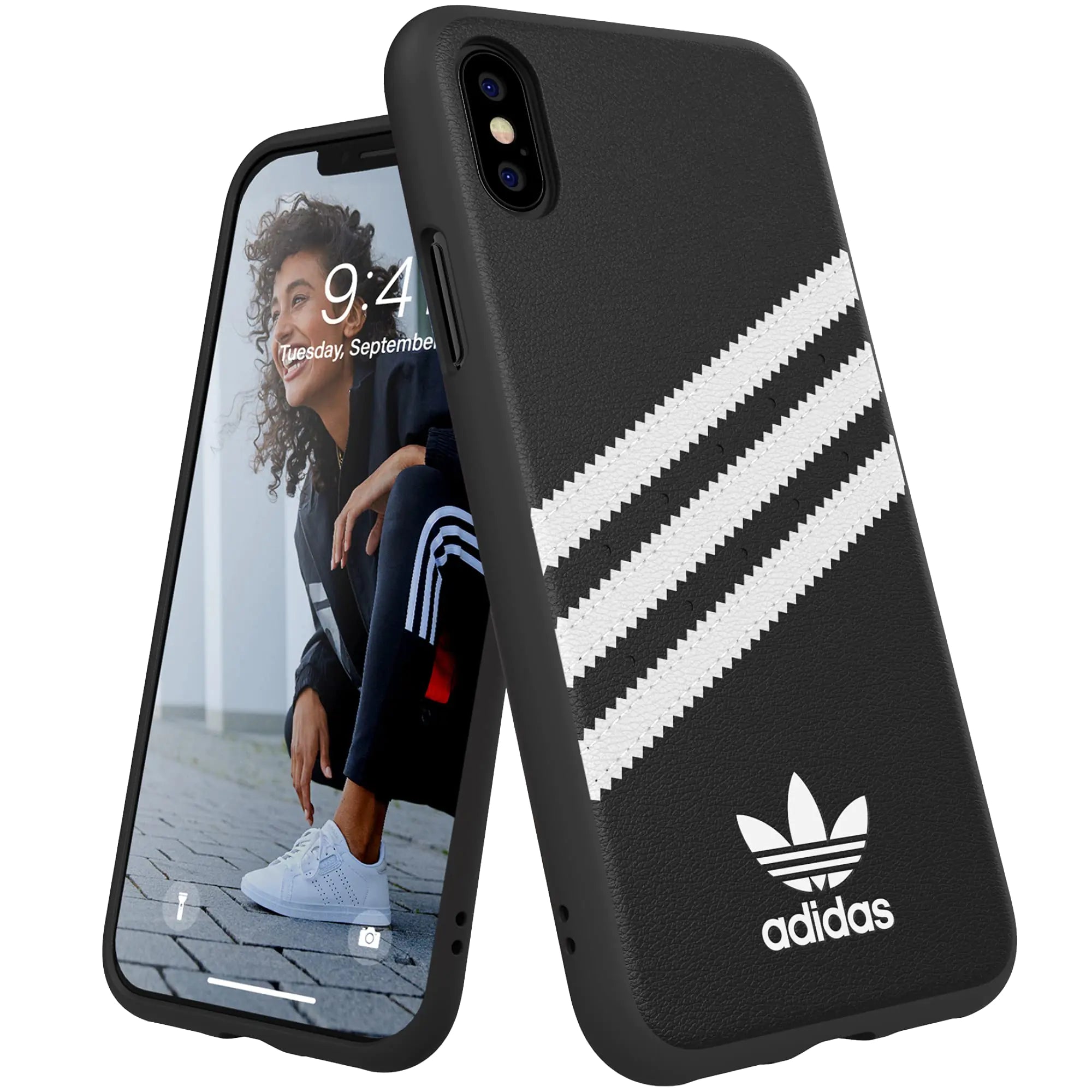 adidas iPhone X/Xs Black/White Originals Molded Phone Case iPhone adidas Case Drop-Resistant adidas Phone Case