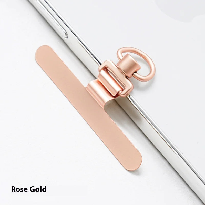 Rotating Mobile Phone Gasket 02mm Ultra-thin Stainless Steel Mobile Phone Lanyard Clip 360 Rotating Rose Gold Neutral
