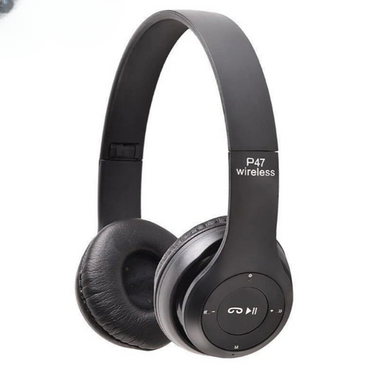Stereo P47 Bluetooth 5.0 Wireless Headset – Foldable Sports Gaming Headphones with Mic for iPhone, Xiaomi, Android