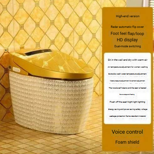 Household, gold, smart toilet, automatic flip, integrated, no water pressure limit, color, toilet