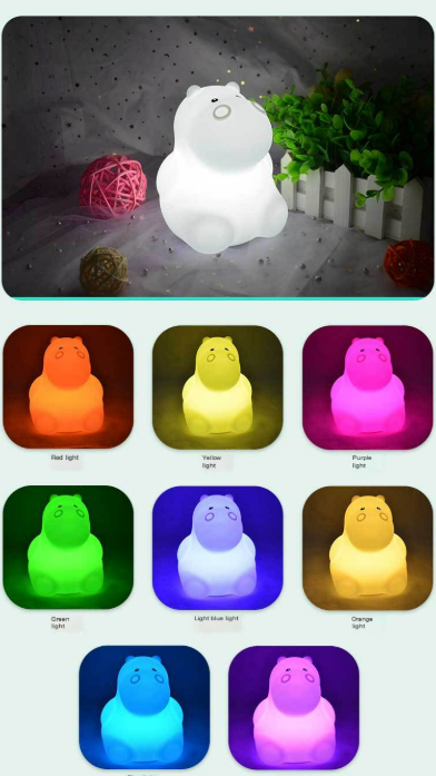 Aptus Praxis Hippo Silicone Night Light - Rechargeable & Tap Control