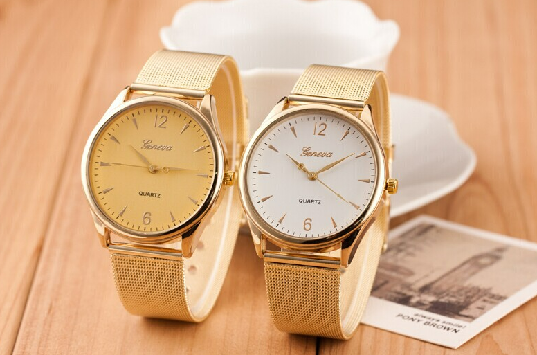 Geneva Diamond-Accent Watch with Celestial Dial & Mesh Band