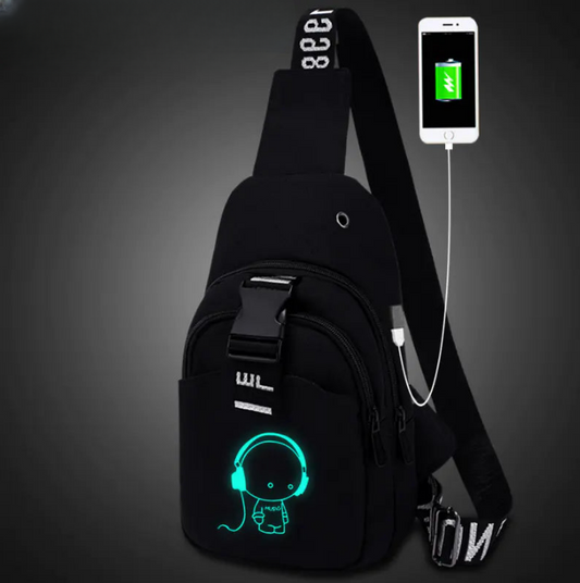Anti-Theft Canvas Crossbody Bag with Charger
