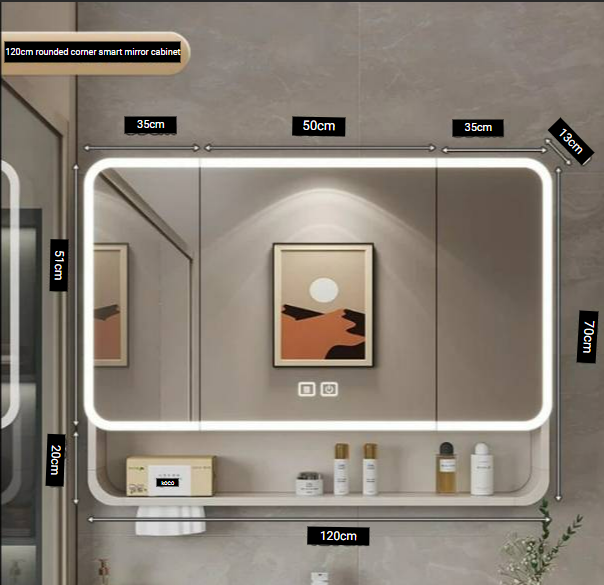 Aluminum, Alloy Arc, Smart, Bathroom, Mirror, Cabinet, Wall Mounted Storage, Locker, LED, Light, Bathroom, Furniture, Muebles, Para Baño FYBC