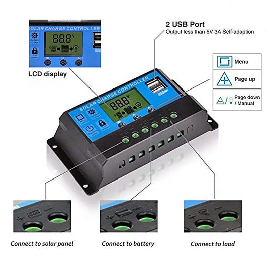 1pc 12V/24V Solar Regulator PWM Battery Charger with LCD