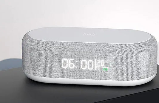 Desktop Clock Alarm with Wireless Charger & Lamp White
