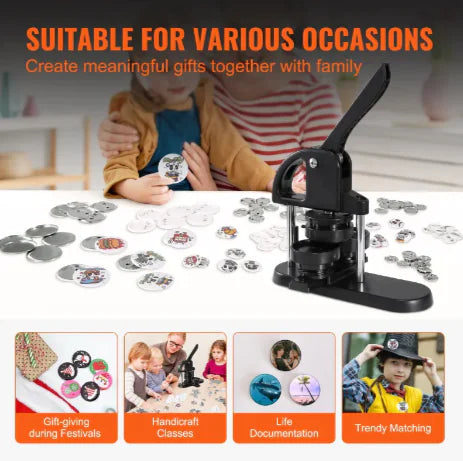 Aptus Praxis 3-in-1 Button Maker Kit with 3 Molds & 300 Pin-Back Button Sets