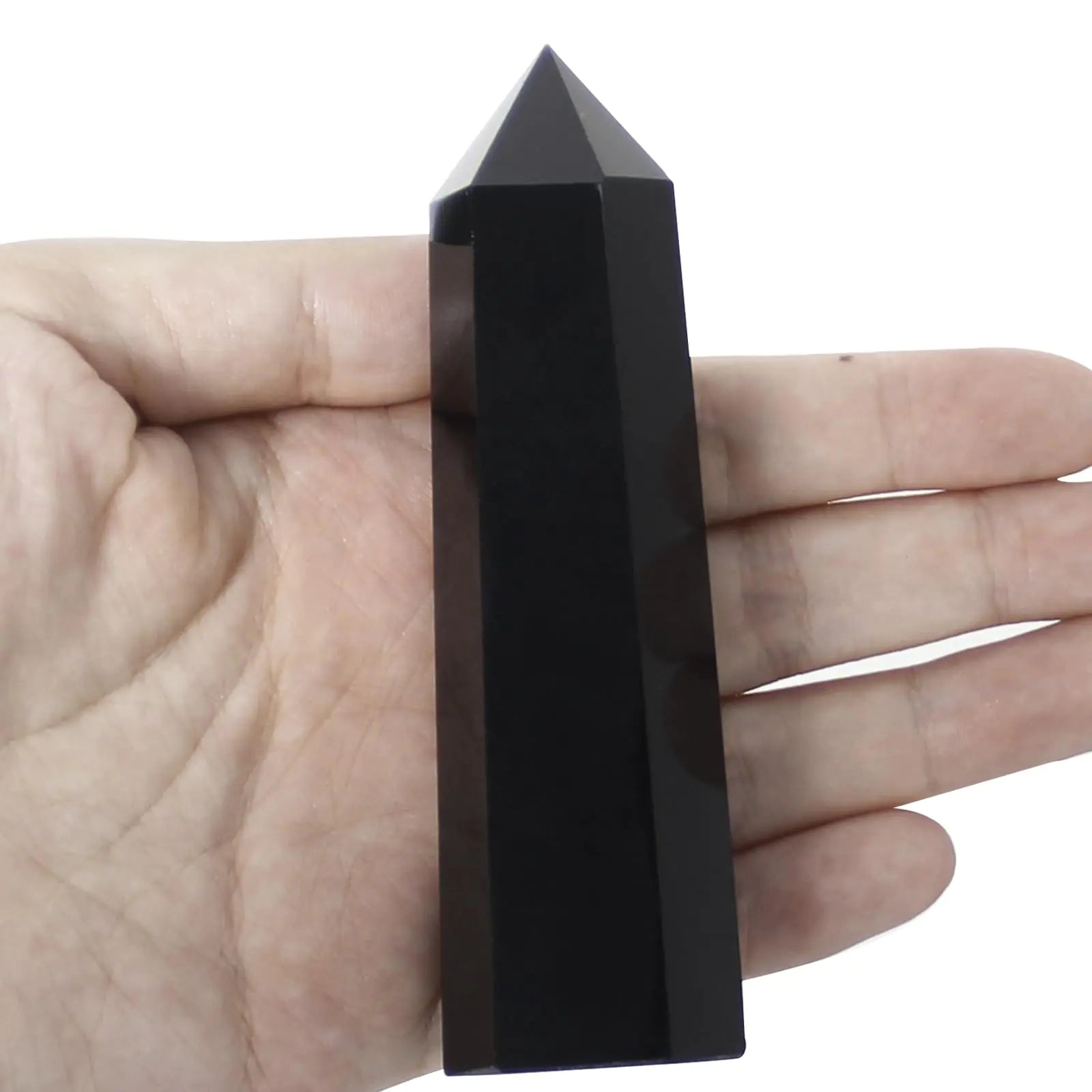 Obsidian Crystal Wand-1 Pc 3.5"-3.9" Natural Obsidian Crystal Wands Healing Crystal and Stones Natural Obsidian Stone Tower Gift Box Packaging