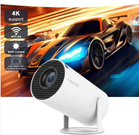 HY300 Portable Smart Projector - Android 11, WiFi 6 & 180° Rotating Stand