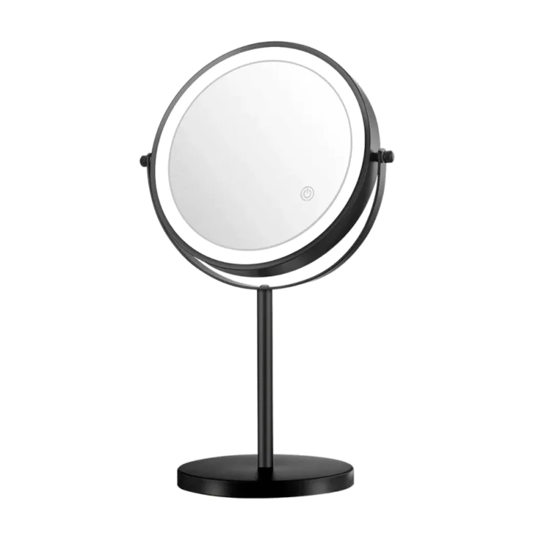 LED Makeup Magnifying Mirror Black USB Threecolor charging
