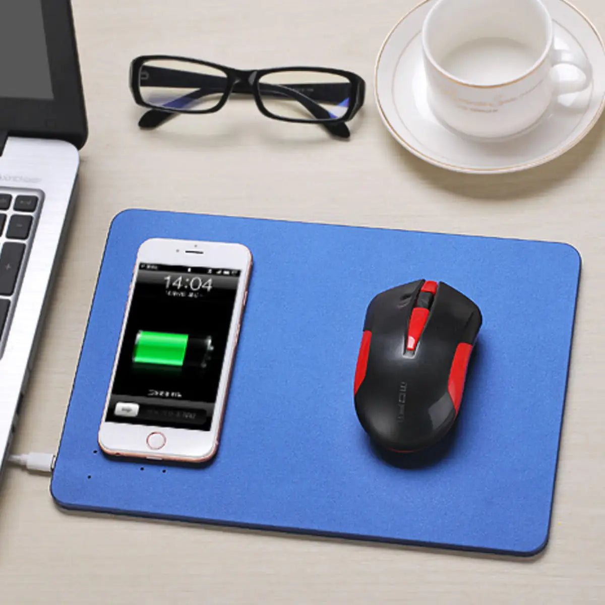 Superpower Pad 2 In 1 iPhone Wireless Charger, And Mouse Pad BLUE