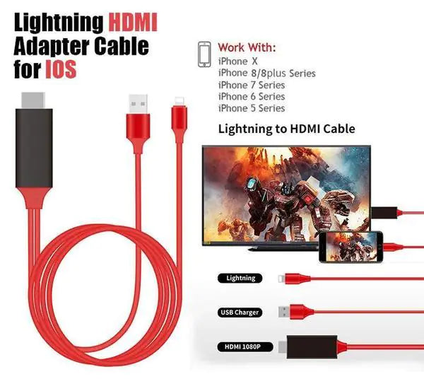 Aptus Praxis HD Mobile Video & Data Cable - iOS to TV/Projector/Car Screen (1080P)
