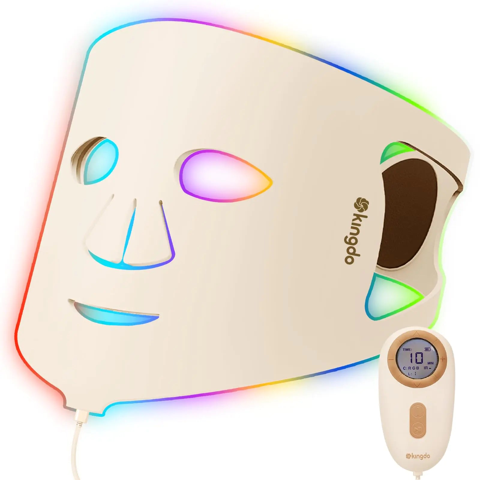 KINGDO 7-Color Silicone LED Face Mask - Full Coverage Light Therapy