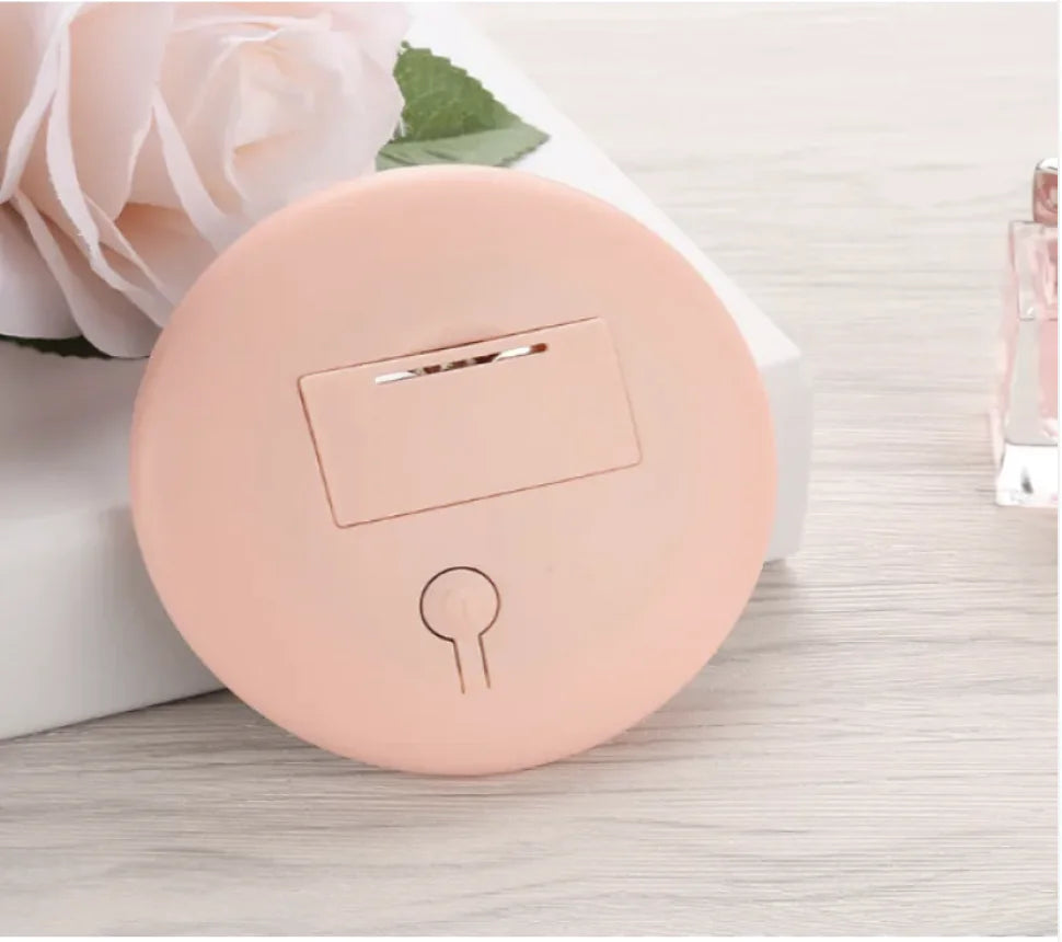 Rechargeable LED Makeup Mirror | HD Portable Beauty Mirror Pink Battery