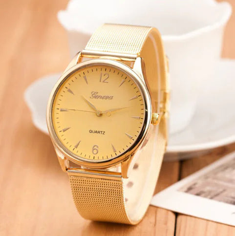 Geneva Diamond-Accent Watch with Celestial Dial & Mesh Band