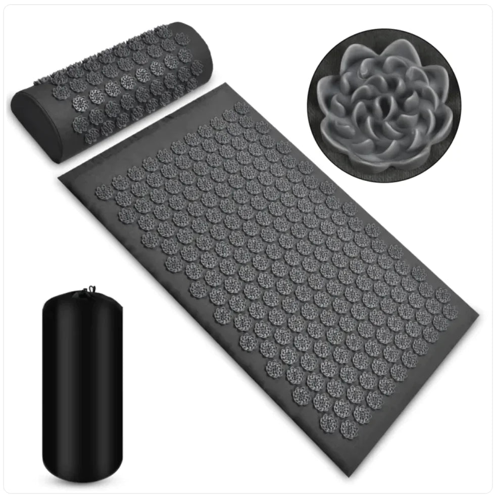 Acupressure Massage Mat and Pillow Set Dark Gray