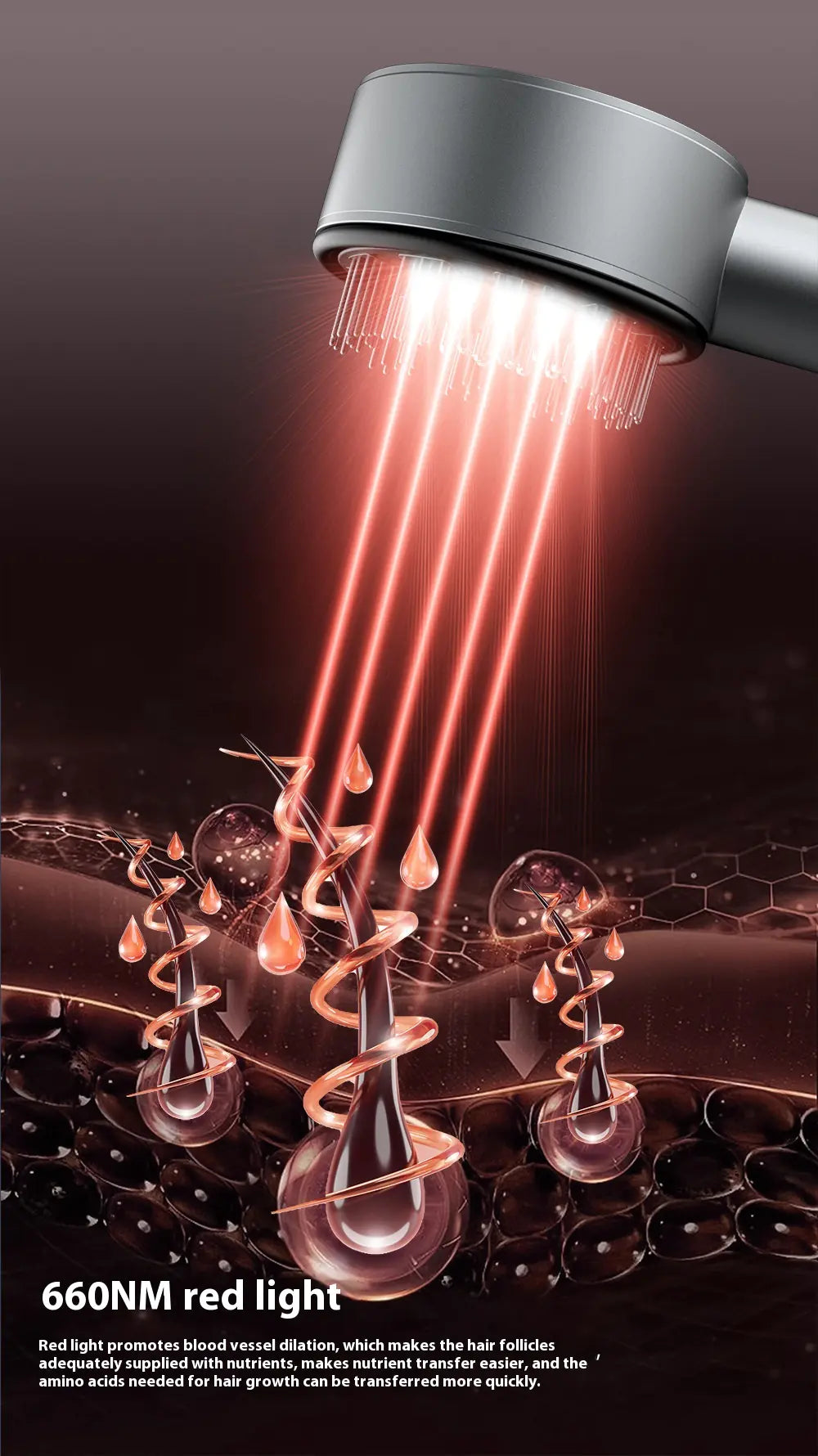 Aptus Praxis Red Light Therapy & Vibrating Scalp Massager Comb