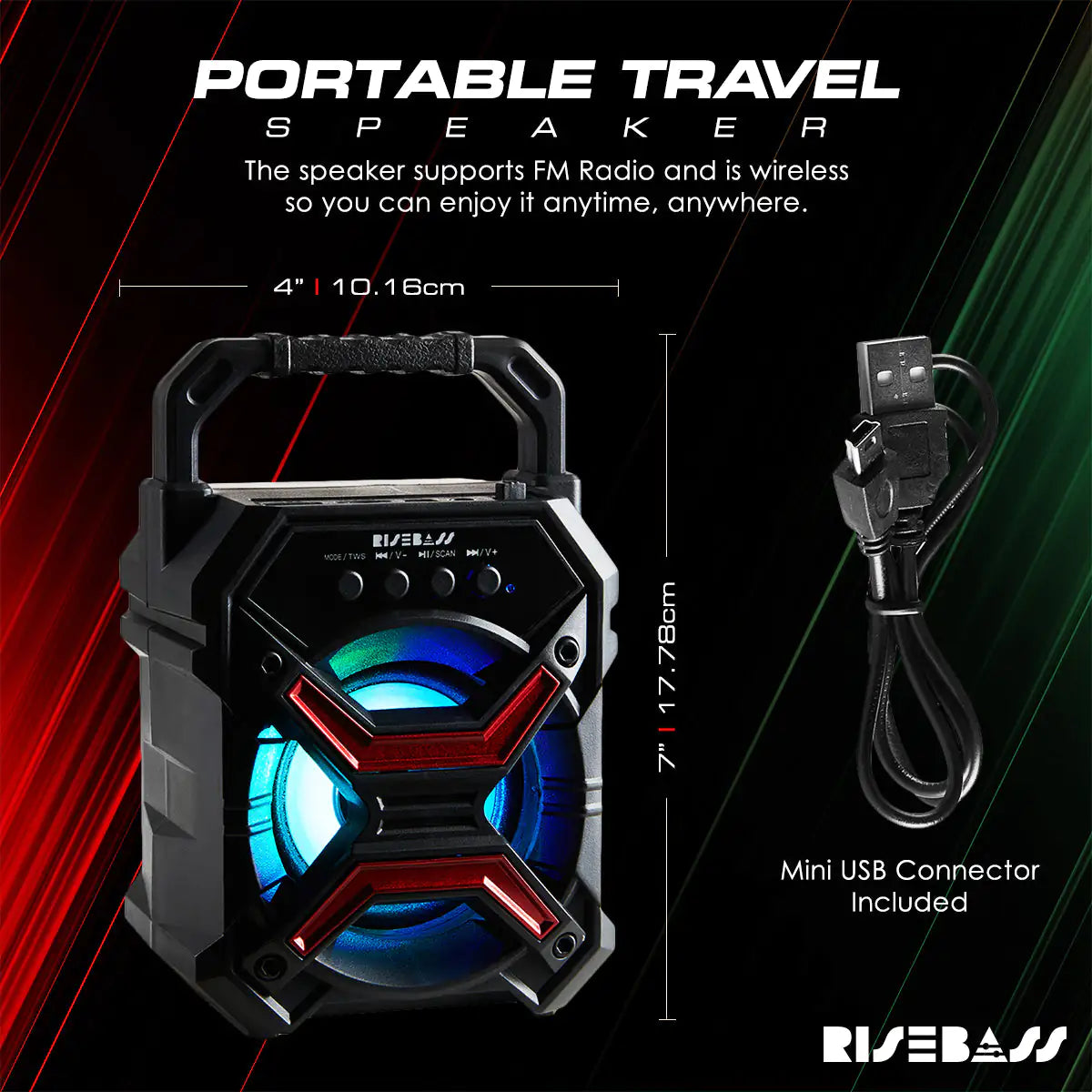 RISEBASS Compact Bluetooth Speaker: Your Portable Party