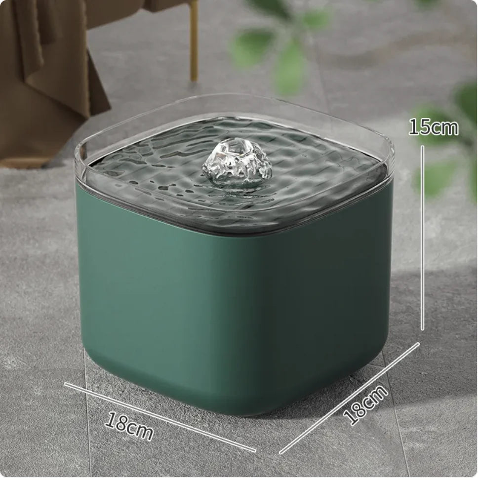 Pet Smart Water Dispenser 3L - Plug-in Cat Feeder with Anti-Dry Burn Protection Green Transparent Edge Standard