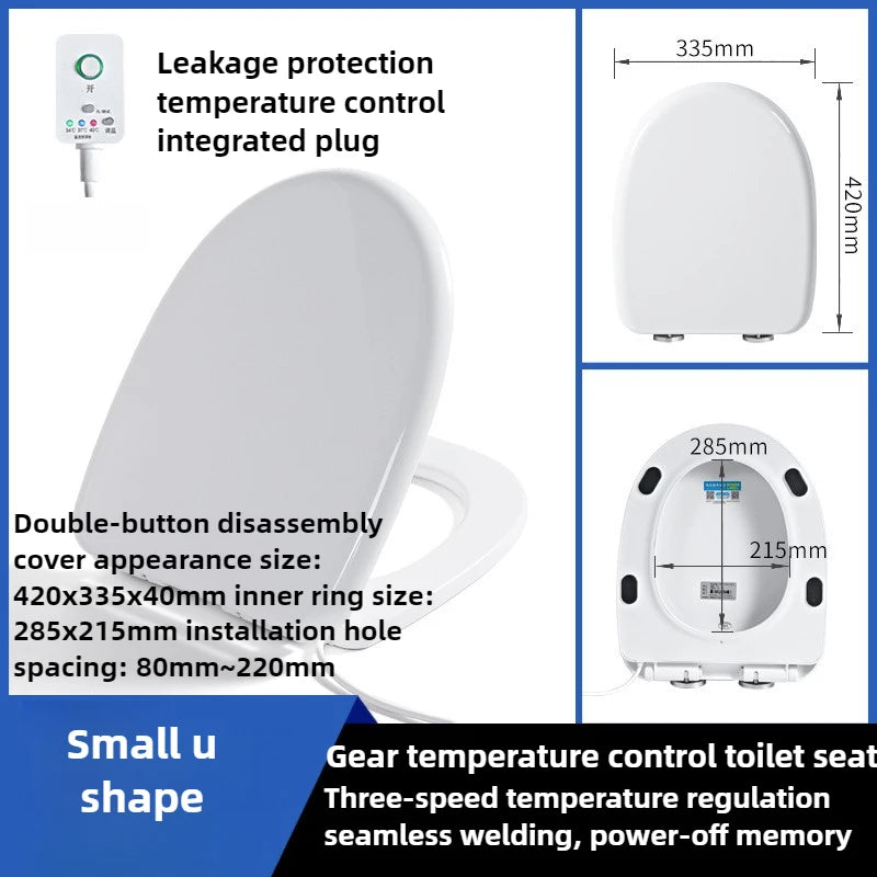220V Heated Toilet Cover, Seat Heating, Three-speed Temperature Regulation, Smart, Toilet Seat Cover, Waterproof V U, Household, Winter