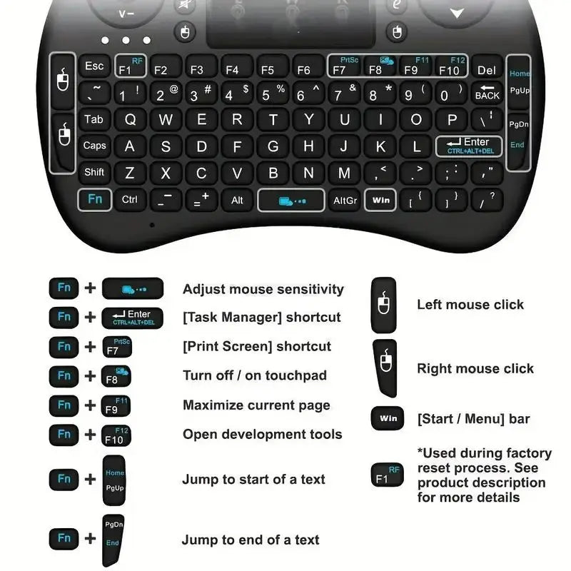I8 2.4G Mini Wireless Keyboard with Air Mouse Touchpad Remote for Android TV Box PC Smart TV
