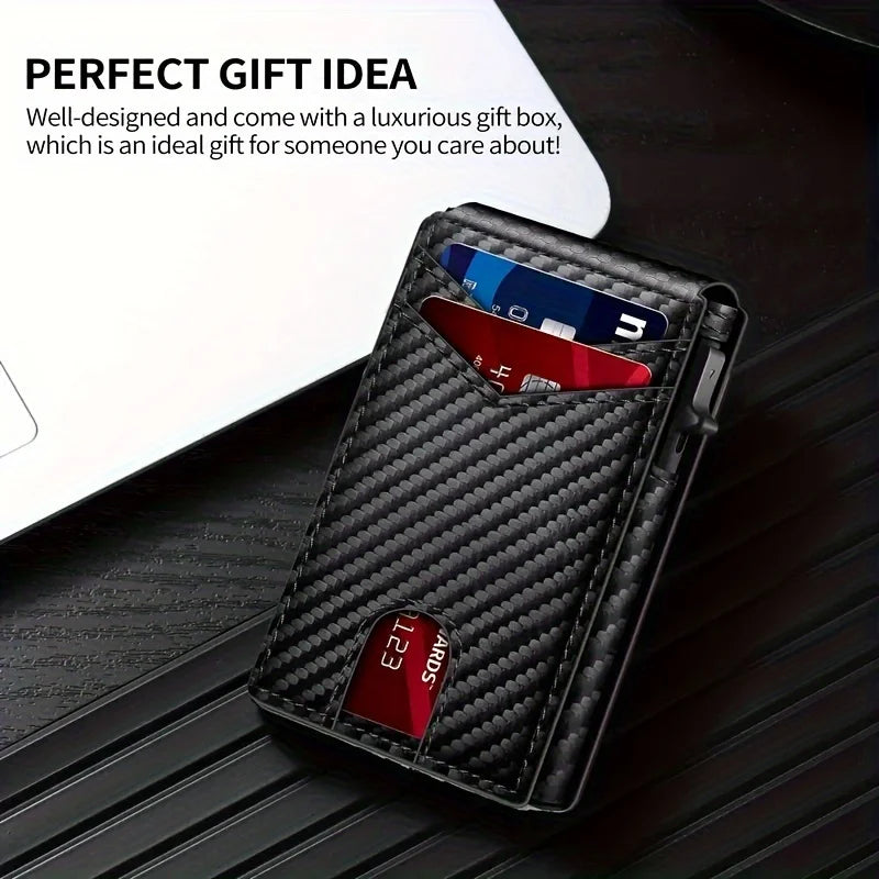 E-Z Wallet - Stylish RFID-Blocking Pop-Up Card Holder for Men, Secure Design,Black, Business Style, Fast Access Wallet