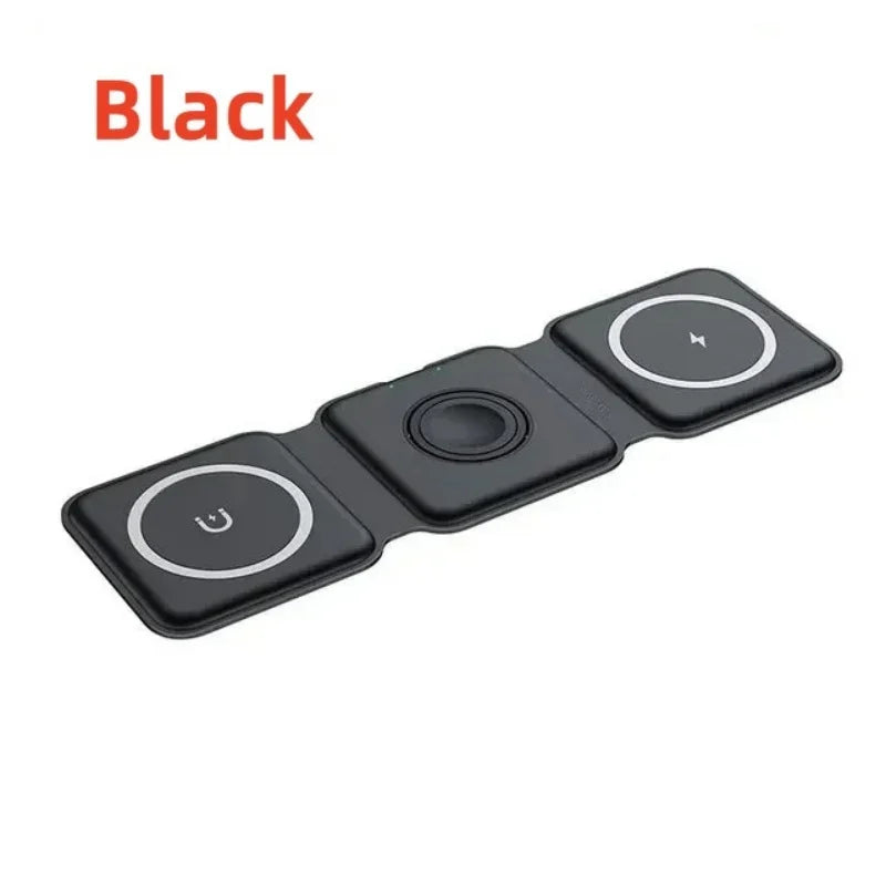 3 in 1 Magnetic Wireless Charger Fast Charging Dock Station Portable Foldable Stand Trip Charger For iPhone Apple Watch AirPods