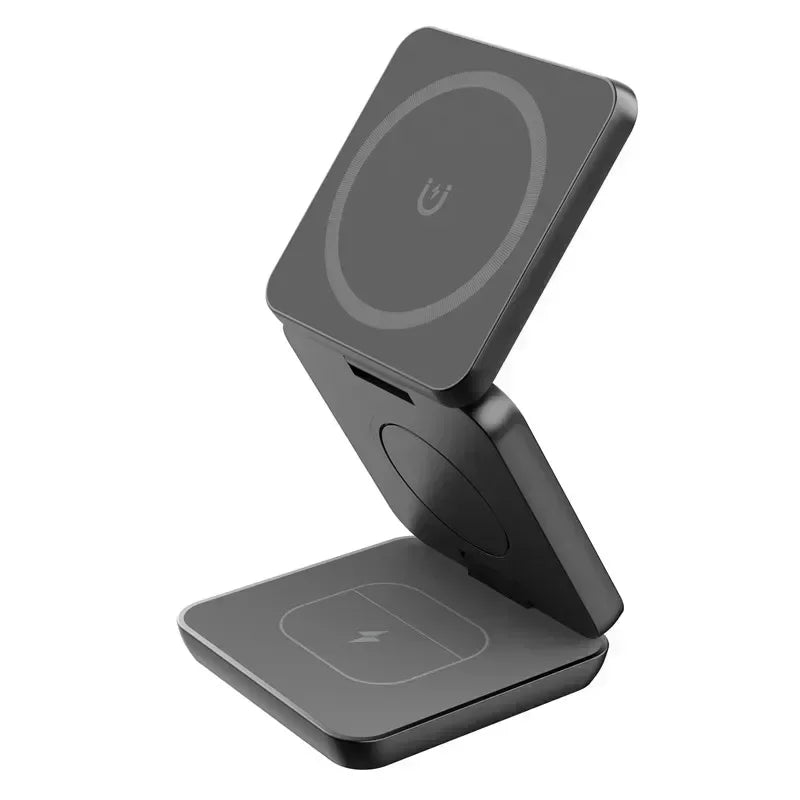 3 In 1 Foldable Magnetic Wireless Charger Stand For iPhone 16 15 14 13 Pro Max iWatch 10 9 AirPods Fast Charging Station Holder