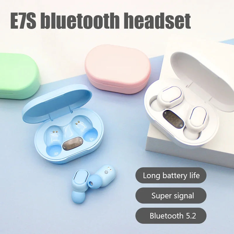 Original TWS E7S Wireless Fone Bluetooth Earphones Stereo Sport Headphones Earbuds with Mic Noise Cancelling Smart LED Display