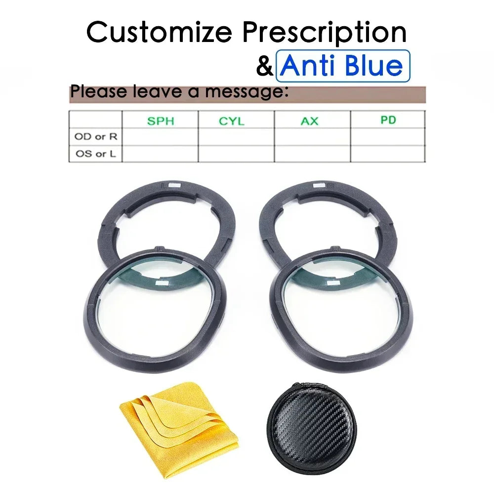 Quest 3 Lens Myopia Anti-Blue Anti-Glare Glasses Magnetic Eyeglass Frame VR Prescription Lenses For Meta Quest 3 Accessories Customized Anti-Blue