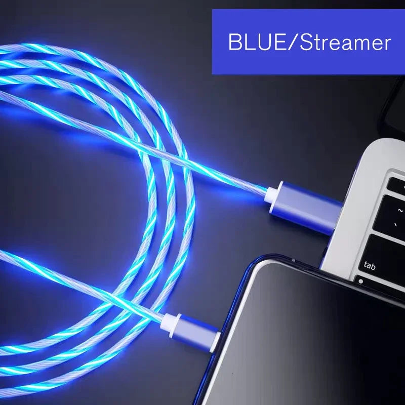 3A LED Light Glowing Fast Charging Data Cables USB Type C Micro Charger Wire For Samsung Huawei Mobile Phone Quick Cord