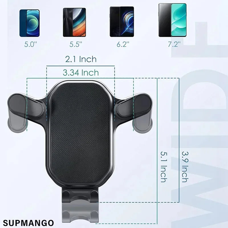 New Gravity Car Phone Holder Air Vent Hook Phone Mount 360-Degree Rotation Smart Phone Holder for Car One-Hand Placement