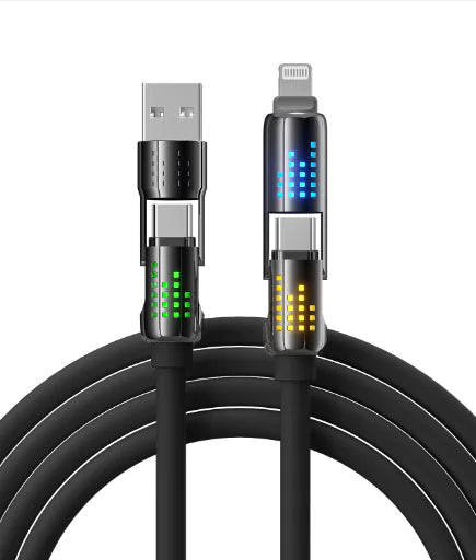 Aptus Praxis 4-in-1 Liquid Silicone Data & Charging Cable - USB-A/C to Lightning/C