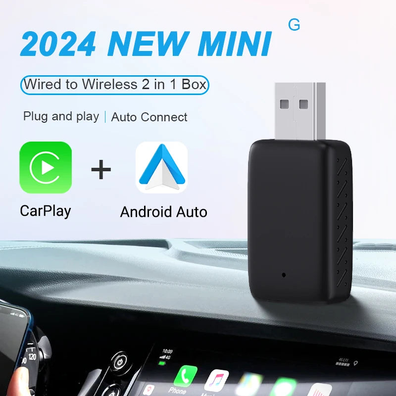 XUDA 2in1 Wireless Carplay Adapter Android Auto Smart Dongle Mini Box Plug And Play For Volvo Benz Cadillac Jeep Lexus Buick VW