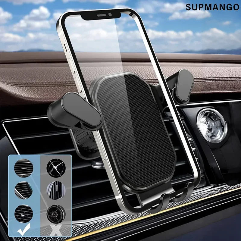 New Gravity Car Phone Holder Air Vent Hook Phone Mount 360-Degree Rotation Smart Phone Holder for Car One-Hand Placement