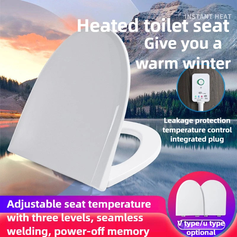 220V Heated Toilet Cover, Seat Heating, Three-speed Temperature Regulation, Smart, Toilet Seat Cover, Waterproof V U, Household, Winter