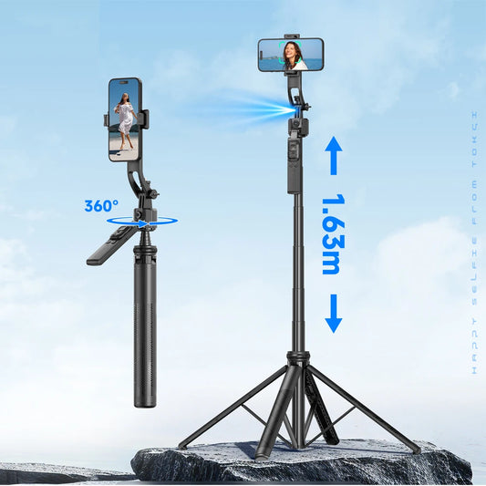 AI Smart Gimbal Tripod Selfie Stick — Foldable 360° Auto Face Tracking All-in-One Phone Holder for Smartphones