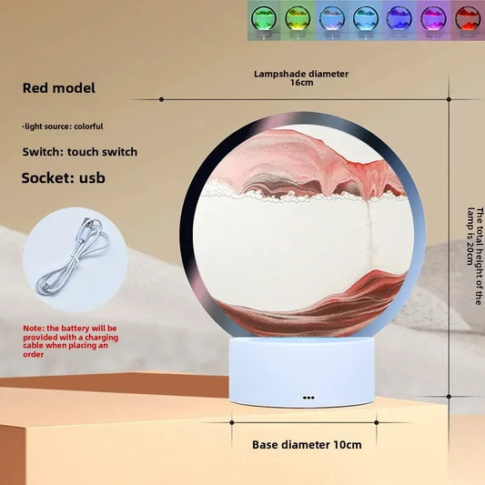 3D Stereoscopic Glass Sand Painting Bedside Lamp