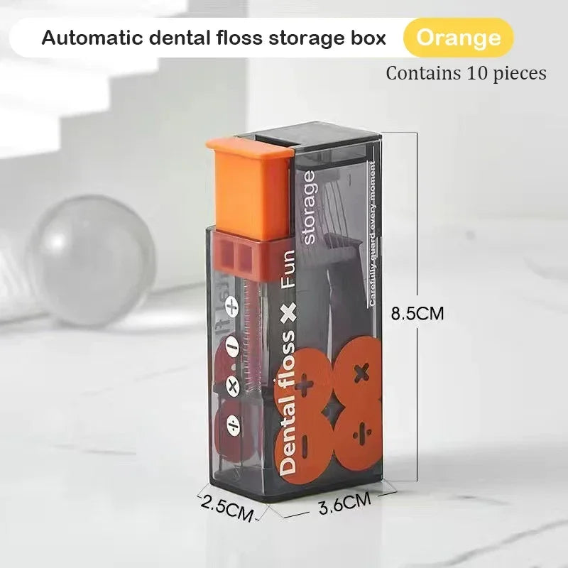 Auto-Floss Pro One-Touch Floss Storage Box Smart Pop-Up Dental Floss Holder with 10 Pre-loaded Refills Portable Oral Care Kit