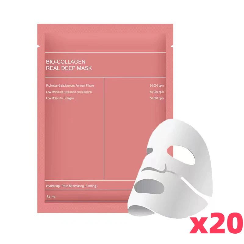 Bio Collagen Deep Hydrating Face Mask – Overnight Pore-Minimizing Treatment for Anti-Aging, Wrinkle Reduction & Skin Brightening (1/4/10 Pack Options)