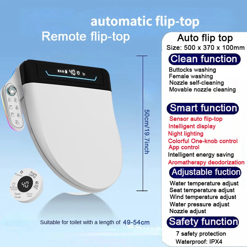 WETIPS AI Toilet Seat, WC, Japonais, Chauffant Cuvette, Toilette, Japonaise Smart Japanese, Toilet Bidet App Flip Top Toilette Seat