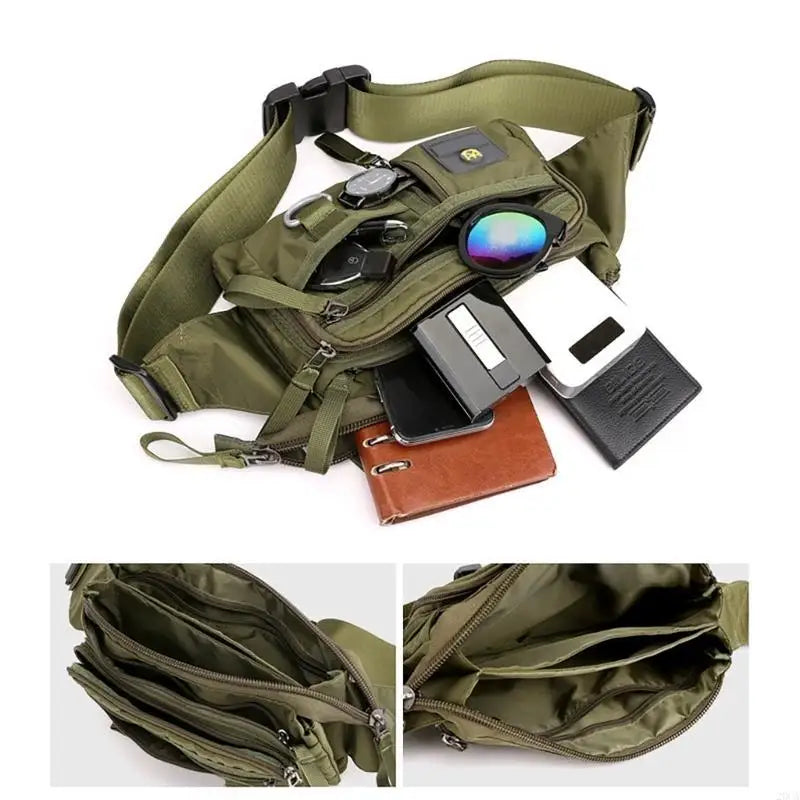 Waist Bag with Adjustable Strap Multilayer Belt Bag Crossbody Bag for Outdoor 20CA