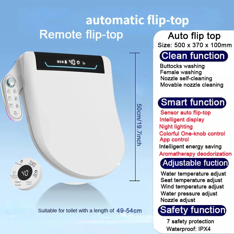 WETIPS AI Toilet Seat, WC, Japonais, Chauffant Cuvette, Toilette, Japonaise Smart Japanese, Toilet Bidet App Flip Top Toilette Seat AU plug-220V-HB