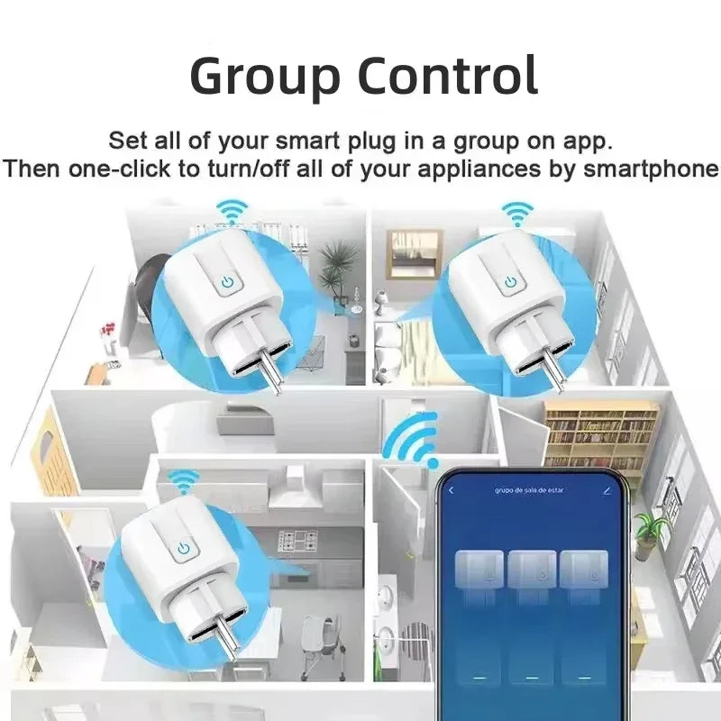 EU WiFi Smart Plug 16A/20A Power Monitor Socket Remote APP Control Smart Life Timer Switch Support Google Home Alexa Assistant