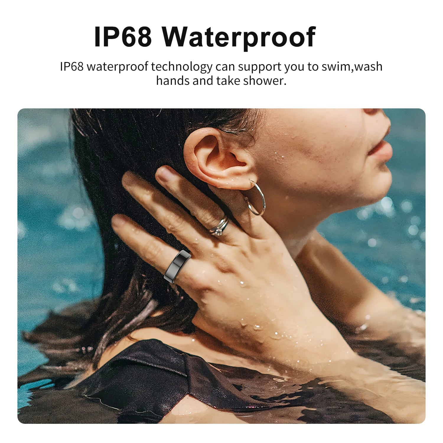 AMZMAX R02 Smart Ring Multi-sports Modes Pedometer Fitness Tracker Health Monitoring IP68 Waterproof Military Grade Smart Ring